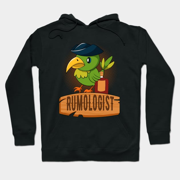 Rumologist Funny Pirate Parrot Rum Lover Hoodie by Foxxy Merch